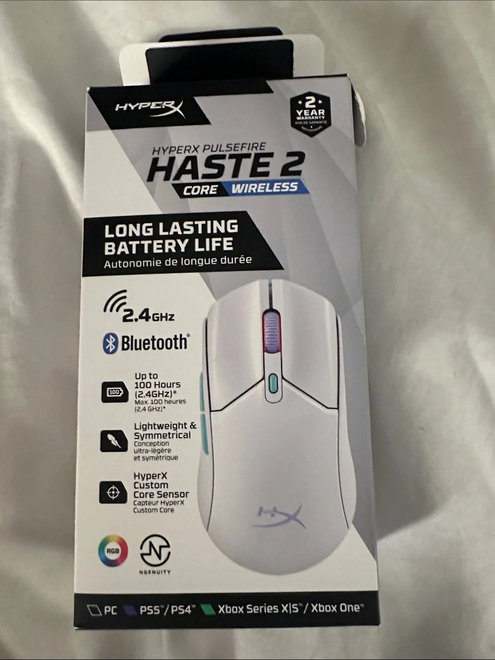 Hype White Wireless Gaming Mouse with RGB Accent